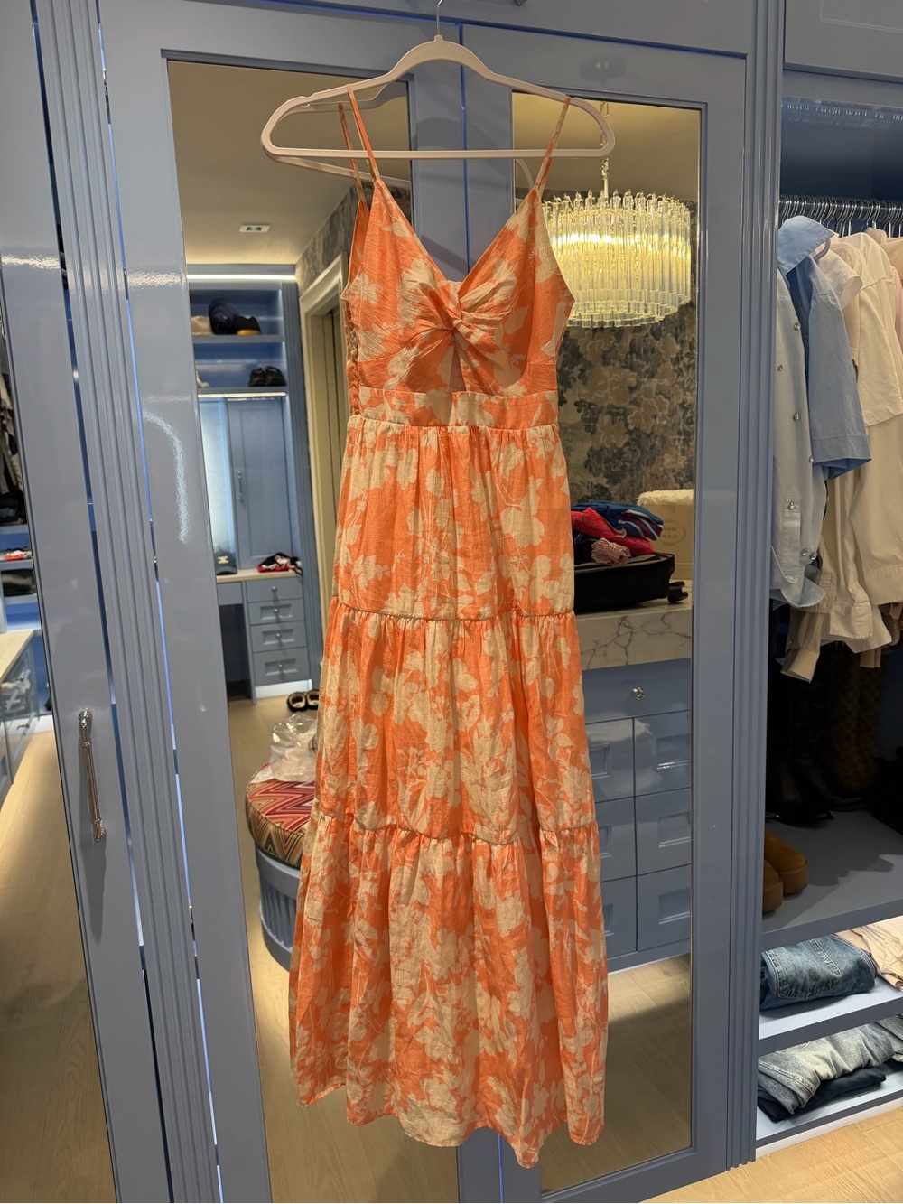 Lavender Brown Orange & Cream Floral Maxi Dress – XS
